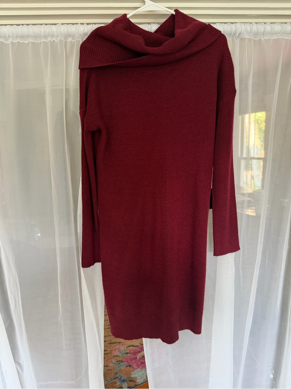 Lulus Never Worn Cowl Neck Long Sleeve Sweater Dress - Burgundy